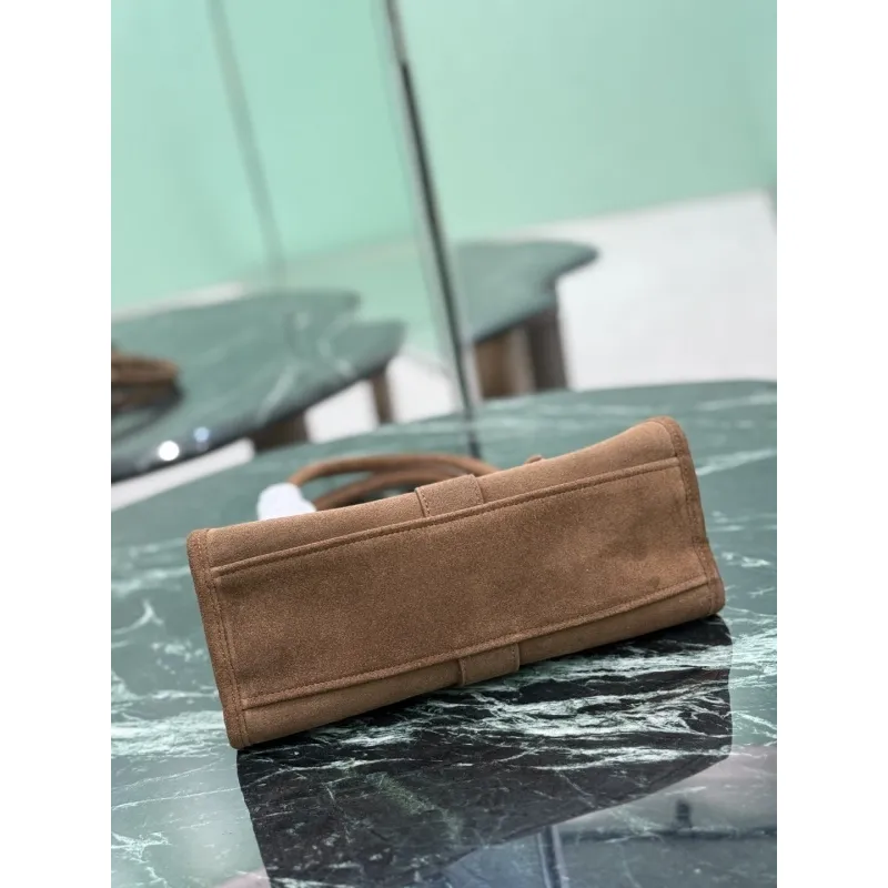Prada Brown Suede Handbag 1BG580  #A55278