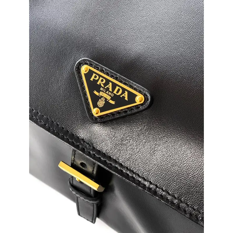 Prada Cahier Messenger Bag (2 Colors) – Burgundy/Black Leather with Gold-Tone Triangle Logo & Buckle Hardware #A59179