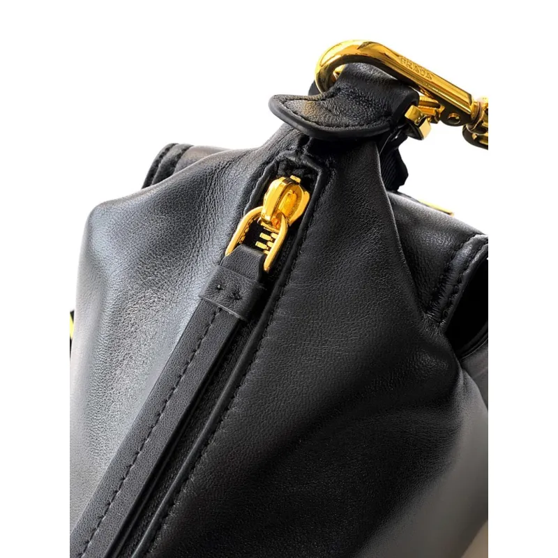Prada Galleria Soft Shoulder Bag (2 Colors) – Burgundy/Black Leather with Gold-Tone Triangle Logo & Convertible Strap #A59180