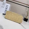 Loewe Medium Ola Raffia & Leather Shoulder Bag, 26 x 13 x 18 cm #A63229
