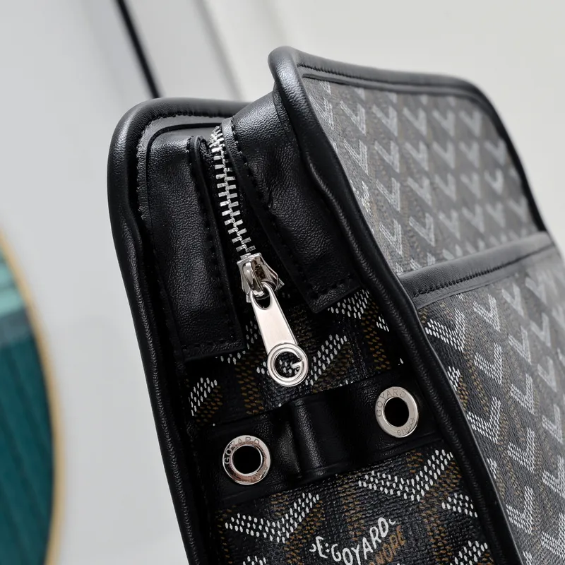 Goyard Canvas Clutch with Leather Trim #A45656 Goyard Canvas Clutch with Leather Trim #A45656