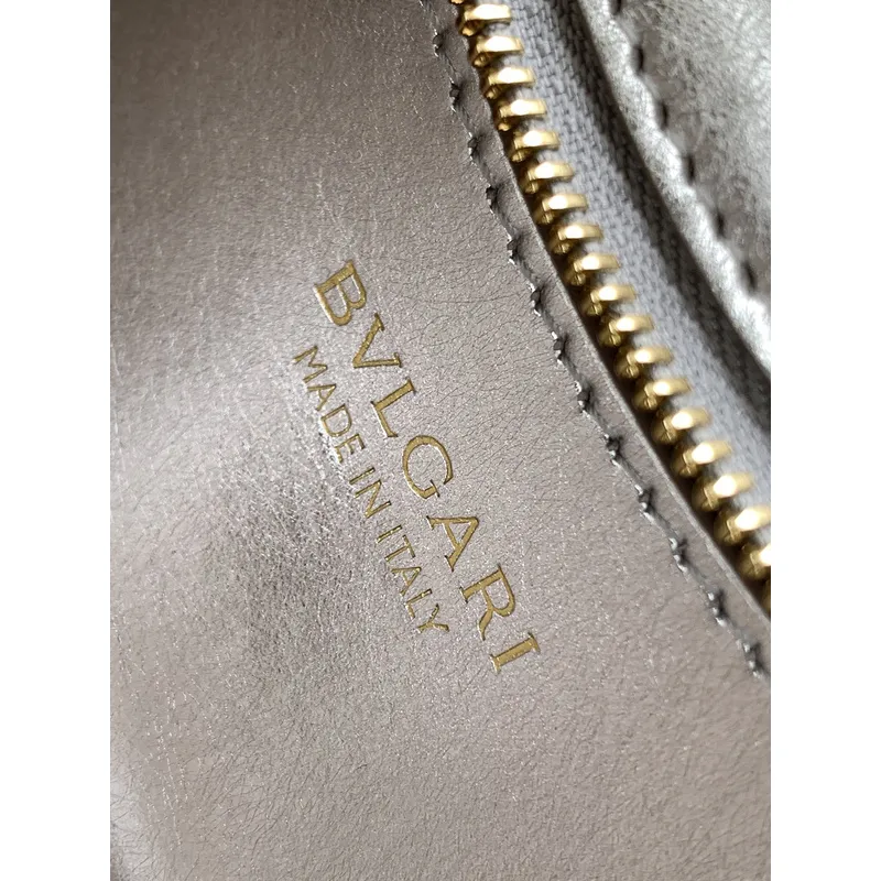 Bvlgari Serpenti Metallic Silver Handbag With Iconic Chain Strap #A51657