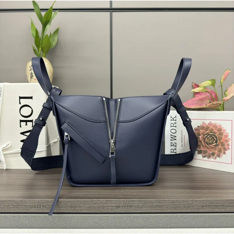 Loewe Navy Leather Bucket Bag With Adjustable Strap For Effortless Everyday Elegance #A50042 Loewe Navy Leather Bucket Bag With Adjustable Strap For Effortless Everyday Elegance #A50042