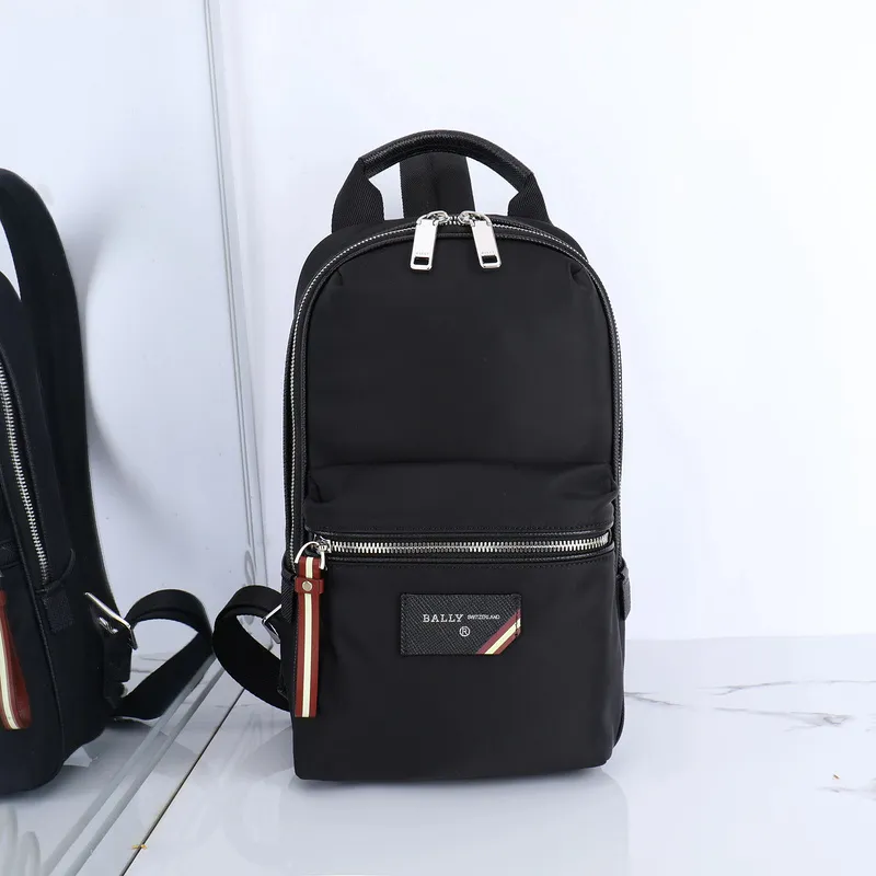 Bally Black Nylon Backpack With Signature Stripe For Urban Style And Functionality #A51674