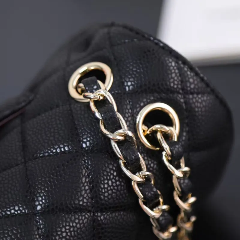 Chanel Classic Flap Bag In Black Caviar Leather Timeless Luxury Accessory #A51771