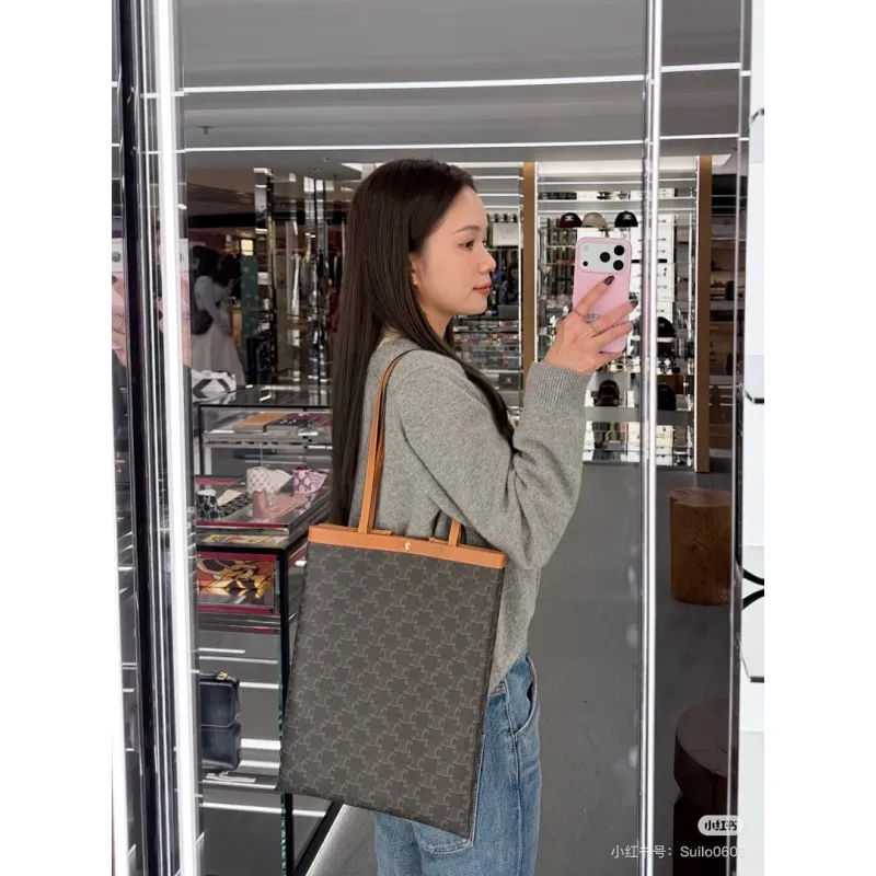 Celine 123912 Soft Shopper Bag in Triomphe Canvas Size 32x14x24CM #A62904