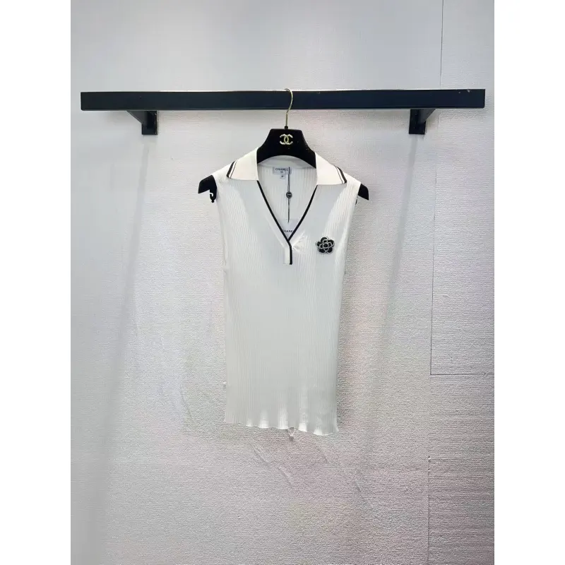 Chanel Monogram Knit Short Sleeve Crew Neck Blouse #A63660