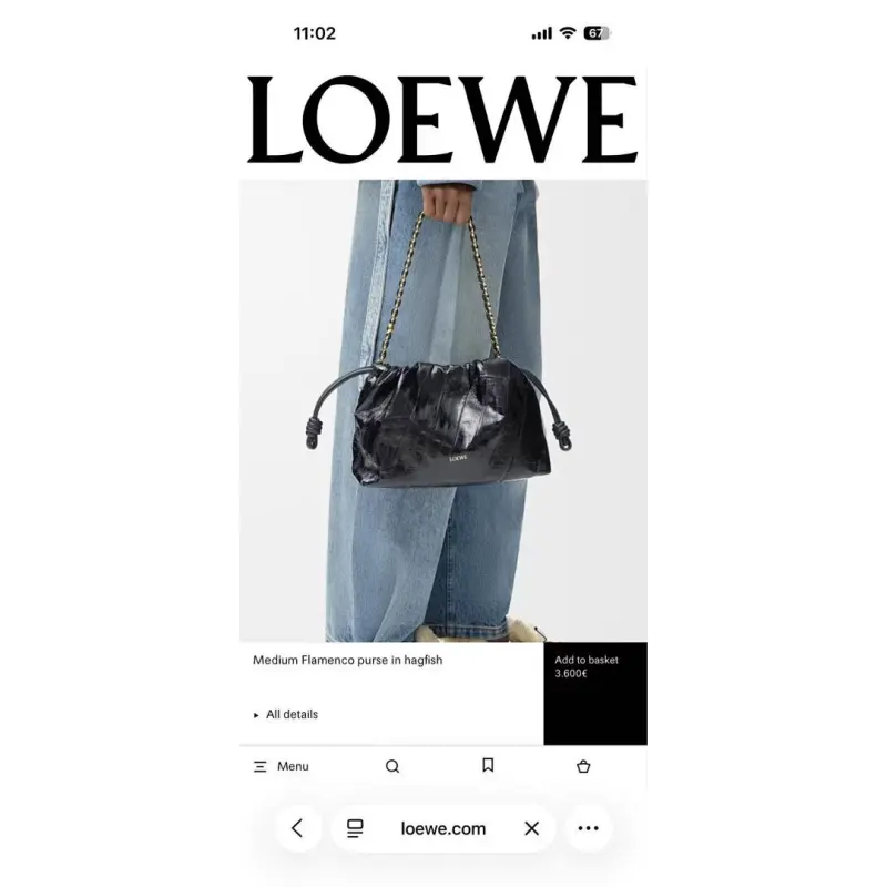 Loewe Flamenco Crocodile Leather Drawstring Bag 30x10.5x20CM #A63857