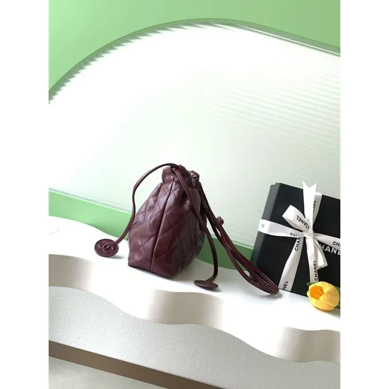 Chanel 26S Quilted Drawstring Bucket Bag, 17 x 22 x 8 cm #A63221