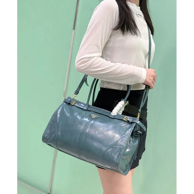 Prada Leather Handbag Collection In Rich Green With Signature Details #A51643