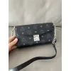 MCM Mini Crossbody Bag, Grid Pattern, Chain Strap, Style 65026 12.5 x 21.0 x 5.0cm #A61795