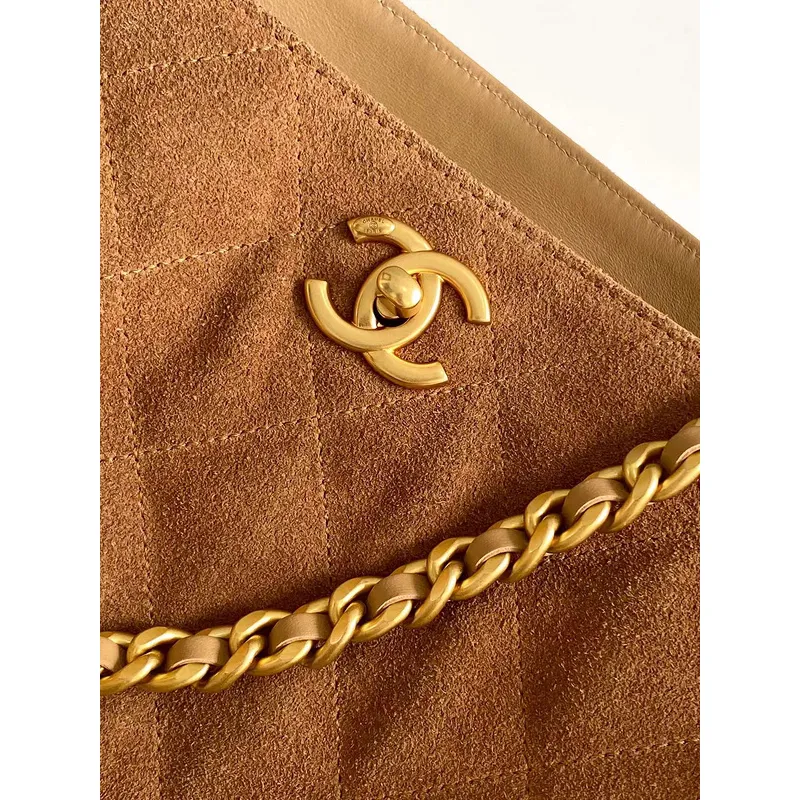 Chanel Quilted Suede Tote Bags With Iconic Chain Straps In Dual Tones #A50980