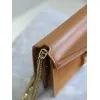 SAINT LAURENT Cassandra Envelope Crossbody Bag Set – Tan Leather-Suede & Black Velvet with Gold YSL Logo (Detachable Chain Strap) #A58773