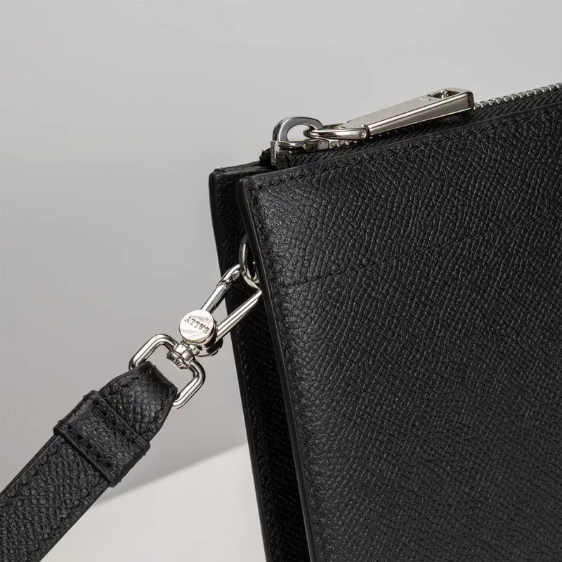 Bally Black Leather Clutch With Signature Stripe For Sophisticated Accessorizing #A51669