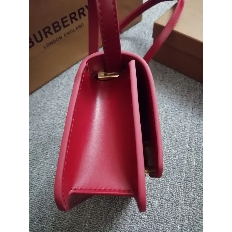 Burberry Red Leather Crossbody Bag With Iconic Gold TB Hardware #A51002 Burberry Red Leather Crossbody Bag With Iconic Gold TB Hardware #A51002