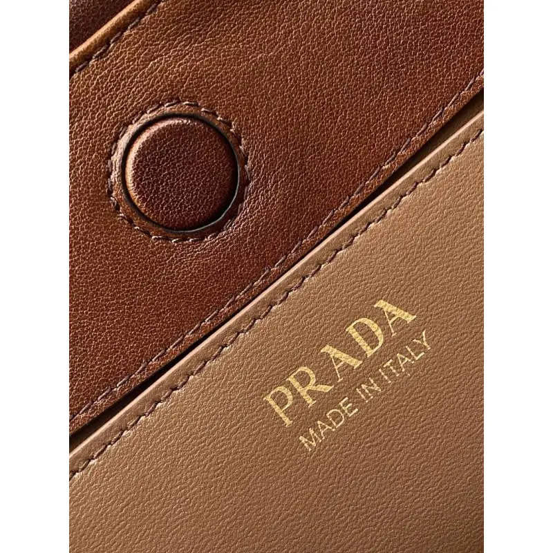 Prada Cleo Shoulder Bag (4 Colors) – Brown/Navy/Black/White Saffiano Leather with Gold-Tone Chain Strap #A59176