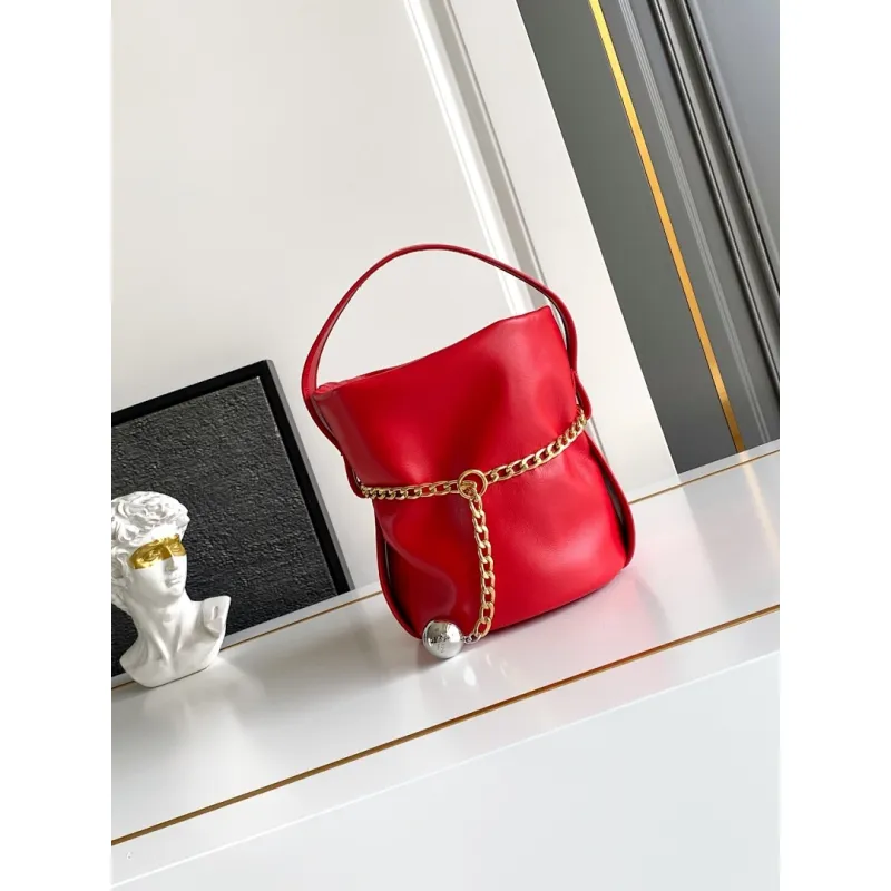 Prada Re-Edition Bucket Bag (4 Colors) – Red/Black/White/Brown Fabric with Gold-Tone Chain & Triangle Logo #A59177 Prada Re-Edition Bucket Bag (4 Colors) – Red/Black/White/Brown Fabric with Gold-Tone Chain & Triangle Logo #A59177