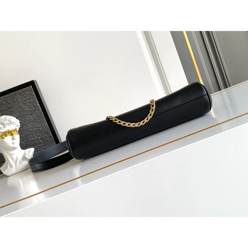 Prada Cleo Shoulder Bag (4 Colors) – Brown/Navy/Black/White Saffiano Leather with Gold-Tone Chain Strap #A59176