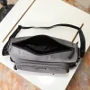 Prada Mens Dark Gray Re-Nylon Crossbody Messenger Bag with Detachable Pouch – Iconic Triangle Logo Adjustable Strap #A58757