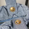 Chanel Womens Denim Handbag - Quilted Design, Blue Denim Fabric, Gold-Tone CC Logo & Chain Strap, Stylish Top-Handle Bag for Luxury Fashion #A56745