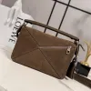 Loewe Featherlight Puzzle Suede Leather Bag 24x10.5x16CM #A63861