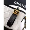 Chanel Womens Bucket Bag - Black & White Quilted Leather, Gold-Tone CC Logo & Two-Tone Chain Strap, Stylish Crossbody Bag for Luxury Fashion #A56750