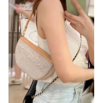 Burberry Canvas And Leather Shoulder Bag With Branding In Neutral Tones #A51529