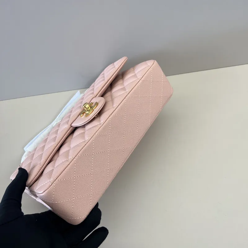 Authentic Chanel Classic Flap Bag in Light  Caviar Leather good Hardware  Wide 25cm #A54379