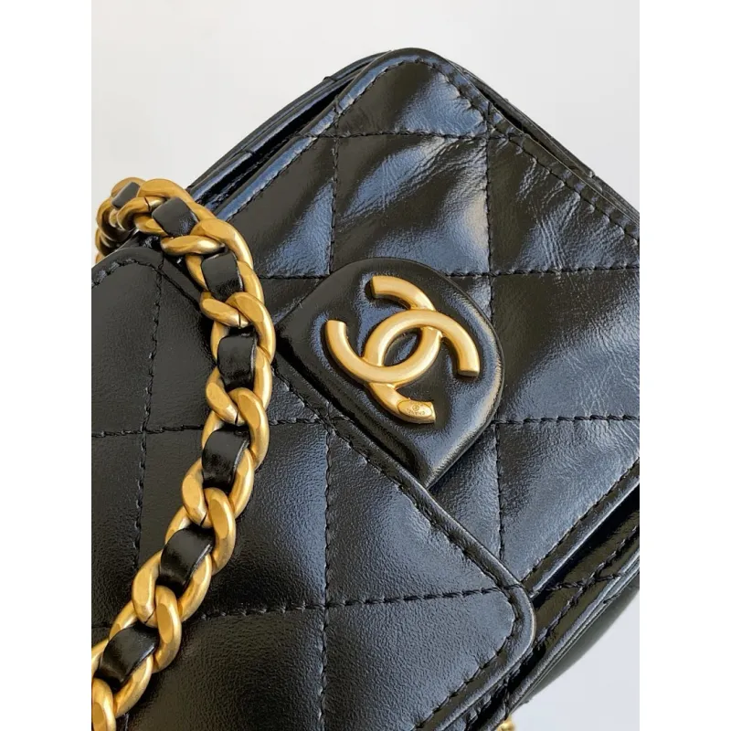 Chanel Hobo Shoulder Bag  Hippie Style Vintage Gold Coin Button Drawstring Bucket Bag #A59440