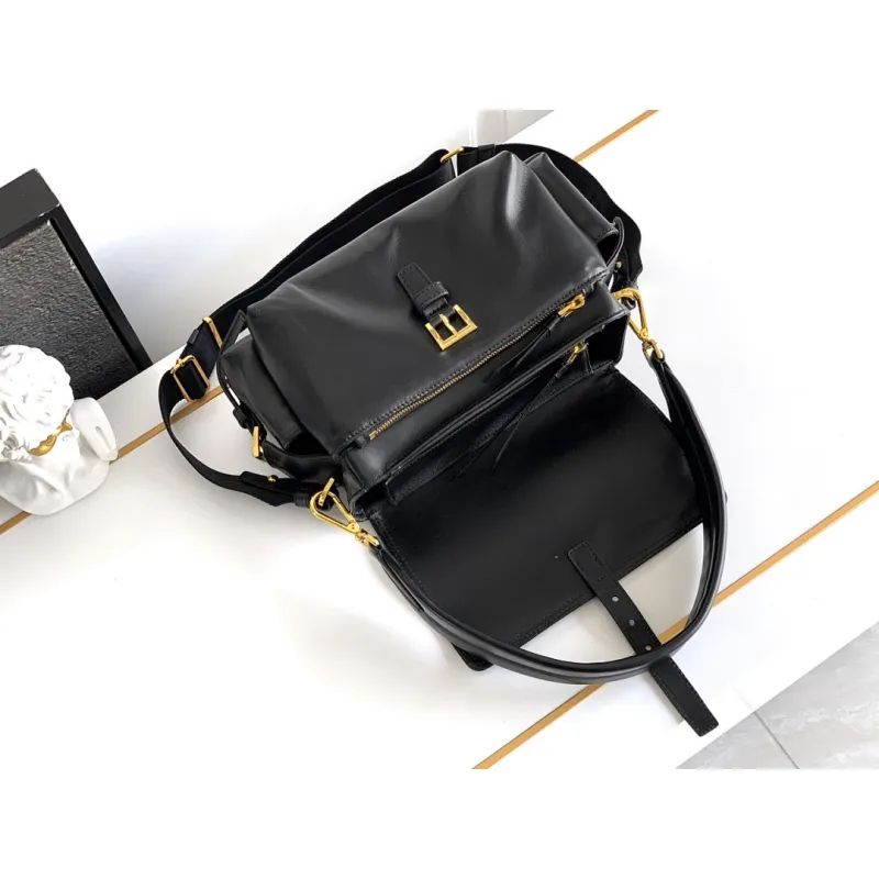 Prada Cahier Messenger Bag (2 Colors) – Burgundy/Black Leather with Gold-Tone Triangle Logo & Buckle Hardware #A59179