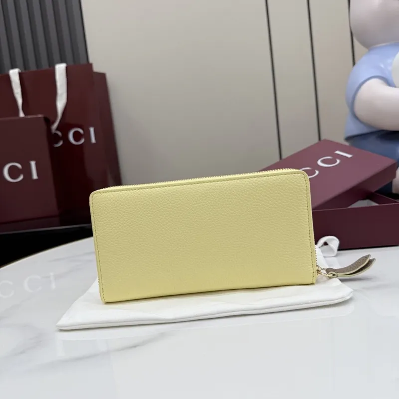 Gucci 456117 GG Marmont Zip Around Wallet - Light Yellow #A60911 Gucci 456117 GG Marmont Zip Around Wallet - Light Yellow #A60911