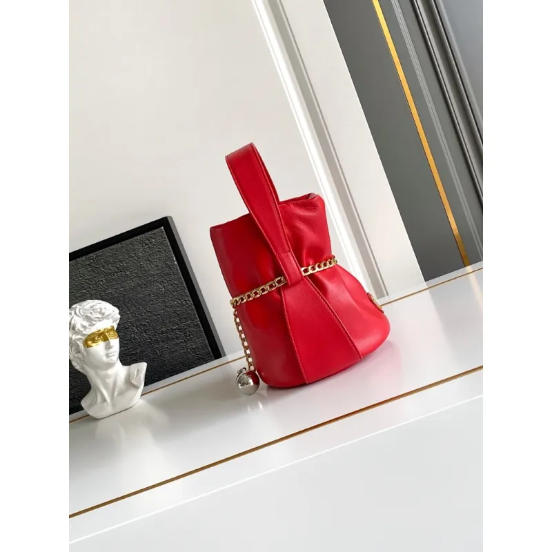 Prada Re-Edition Bucket Bag (4 Colors) – Red/Black/White/Brown Fabric with Gold-Tone Chain & Triangle Logo #A59177 Prada Re-Edition Bucket Bag (4 Colors) – Red/Black/White/Brown Fabric with Gold-Tone Chain & Triangle Logo #A59177