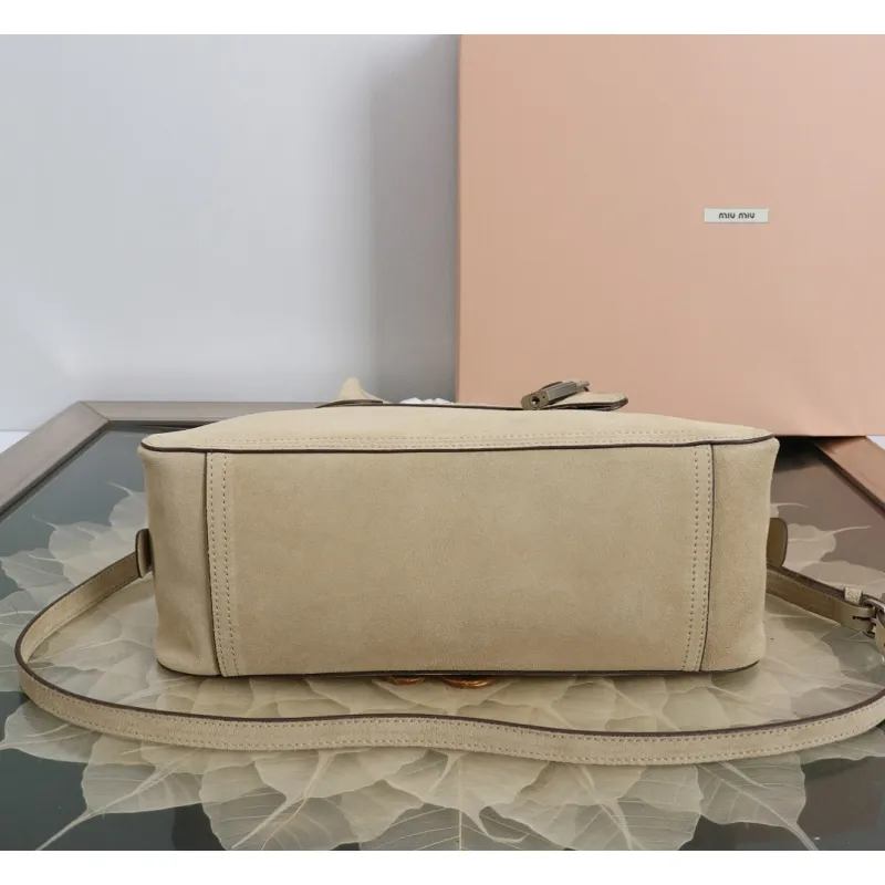 Miu Miu Vivant Suede Leather Bowling Top Handle Bag 32×19.5×11cm #A65025