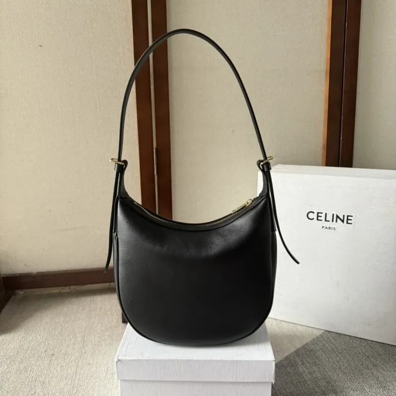 Celine Ava Hobo Bag - Beige Leather, Embossed Triomphe Logo, Elegant Shoulder Bag for Women, Luxury Fashion Accessory #A56756