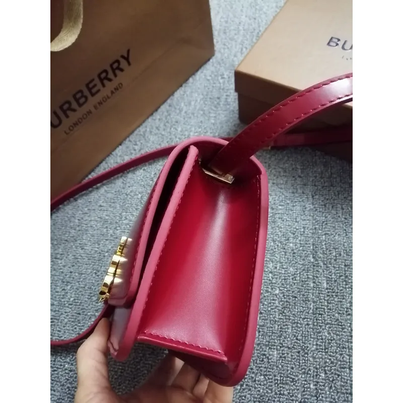 Burberry Red Leather Crossbody Bag With Iconic Gold TB Hardware #A51002 Burberry Red Leather Crossbody Bag With Iconic Gold TB Hardware #A51002