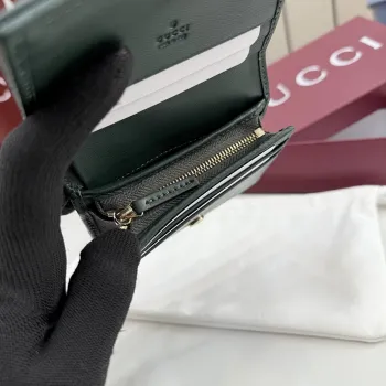 Gucci 466492 GG Marmont Compact Wallet - Dark Green #A60912 Gucci 466492 GG Marmont Compact Wallet - Dark Green #A60912