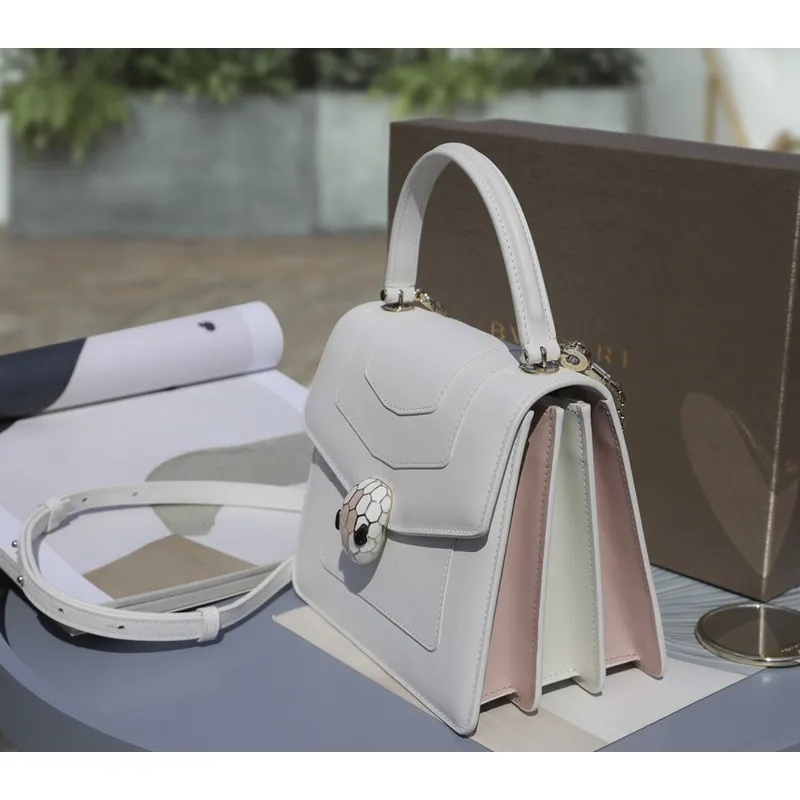 Bvlgari Serpenti Forever Top Handle Bag In White Leather Timeless Elegance #A51667