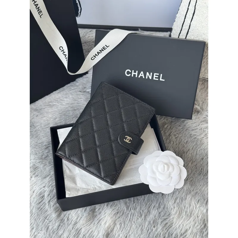 Chanel Quilted Caviar Leather Passport Holder In Blush Pink With Signature CC Turnlock #A50709