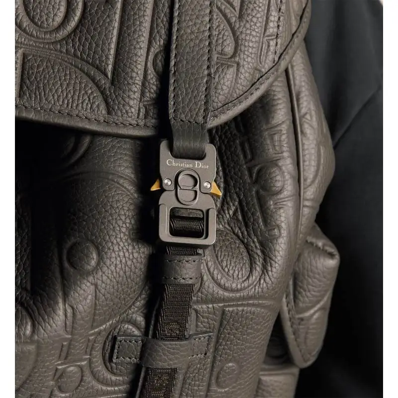 D-ior Mens Grey Embossed Leather Backpack with Signature Hardware - Luxury Fashion for Urban & Travel Essentials A205 #A57316 D-ior Mens Grey Embossed Leather Backpack with Signature Hardware - Luxury Fashion for Urban & Travel Essentials A205 #A57316