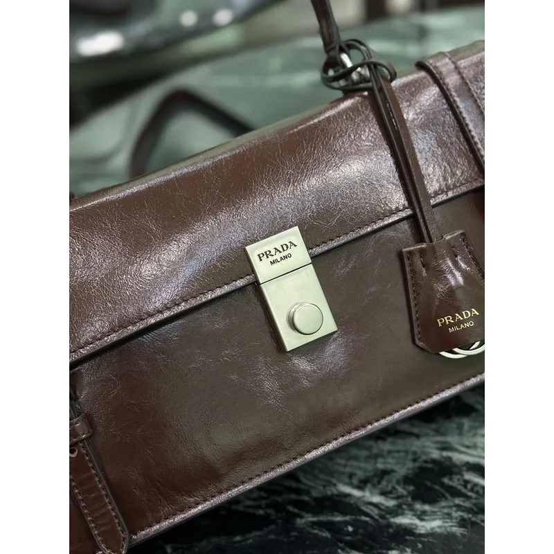 Prada Leather Handbag With Structured Design And Signature Hardware #A51644