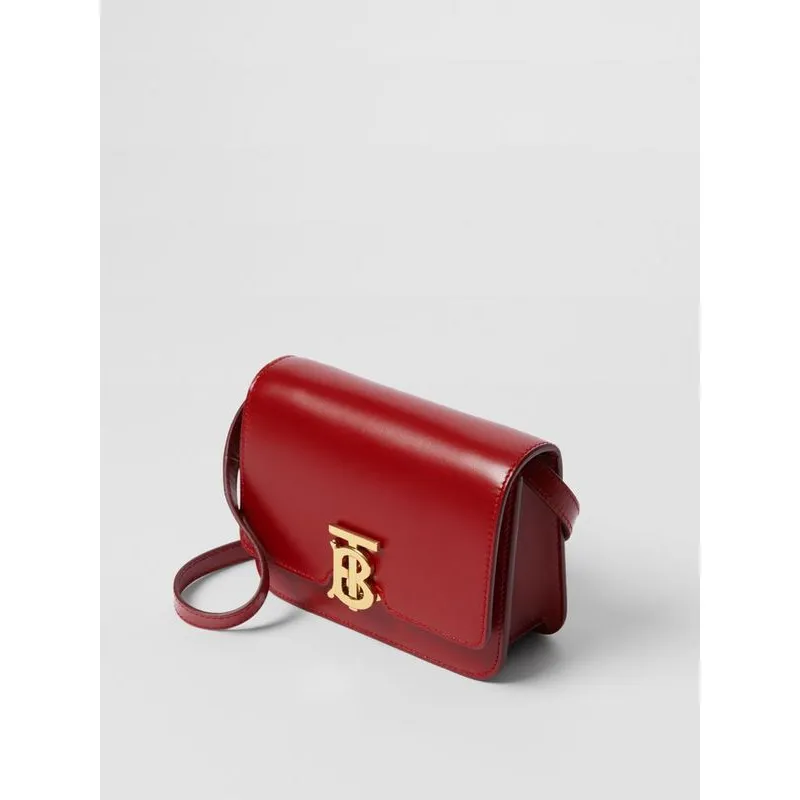 Burberry Red Leather Crossbody Bag With Iconic Gold TB Hardware #A51002 Burberry Red Leather Crossbody Bag With Iconic Gold TB Hardware #A51002