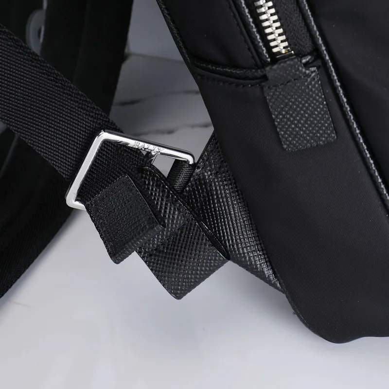 Bally Black Nylon Backpack With Signature Stripe For Urban Style And Functionality #A51674