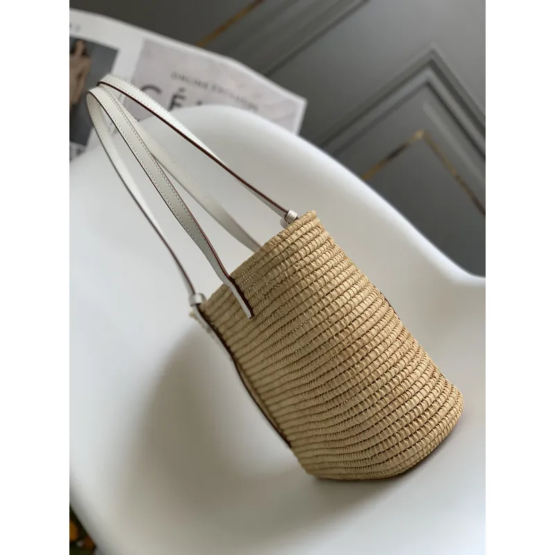 LOEWE Straw Tote Bag With White Leather Logo Patch And Dual Handles size:30×21×11cm #A54072