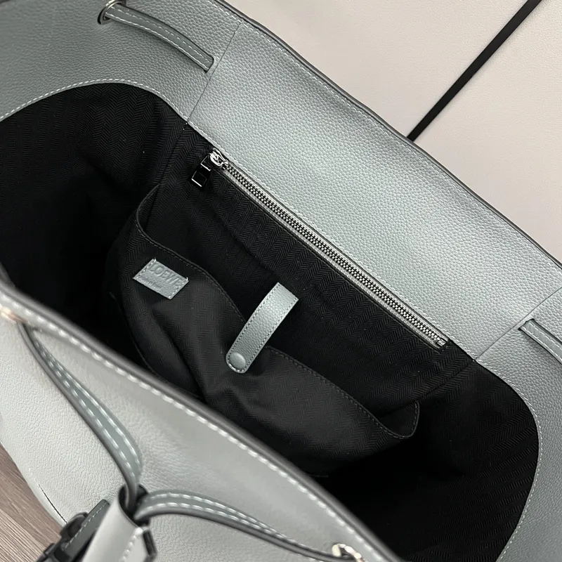 Loewe Puzzle Backpack In Light Gray Pebbled Leather With Signature Design #A50978