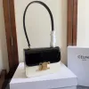Chic Black Patent Leather Celine Handbag With Signature Gold Hardware For Fashionistas size:18×13×6cm #A54348