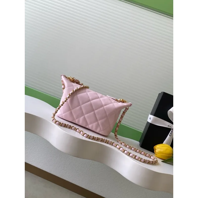 Chanel AS5898 Quilted Hobo Bag with Pearl Chain Strap Size 13-23.5-7.5 #A62897