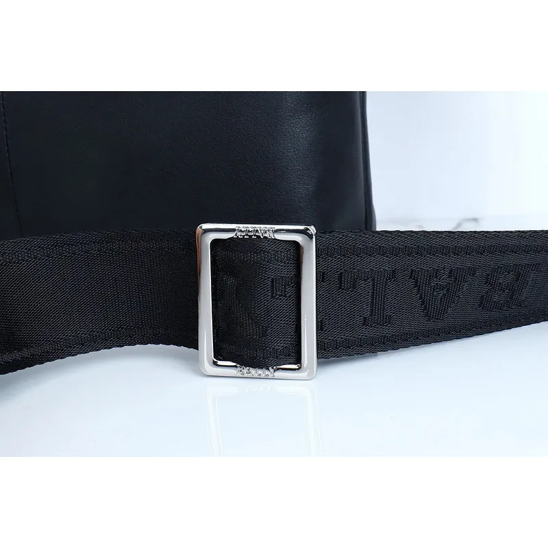 Bally Black Leather Crossbody Bag With Signature Stripe For Modern Elegance #A51671