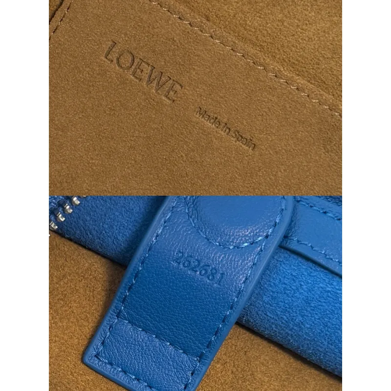 Loewe Amazona 180 Blue Leather Top Handle Bag 34.5x14x27cm #A64991
