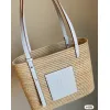 LOEWE Straw Tote Bag With White Leather Logo Patch And Dual Handles size:30×21×11cm #A54072
