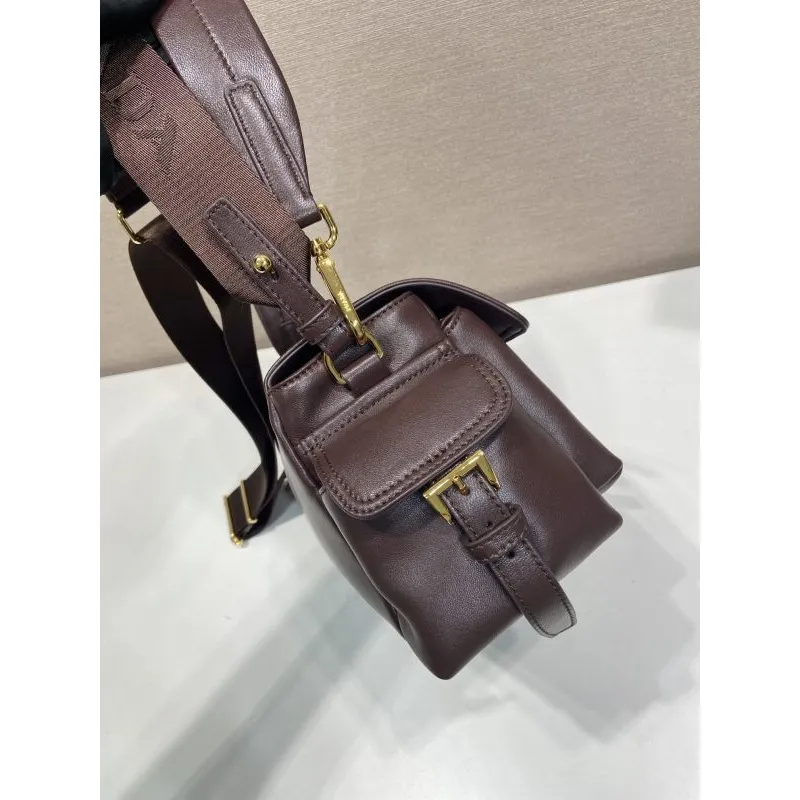 Prada Brown Leather Crossbody Bag 1BD394 #A55691